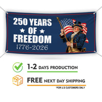 America 250 Anniversary 250 YEARS Banner Sign - Anti-Trump, No Kings, Protect Democracy, Resist Fascism Vinyl Banner with Metal Grommets