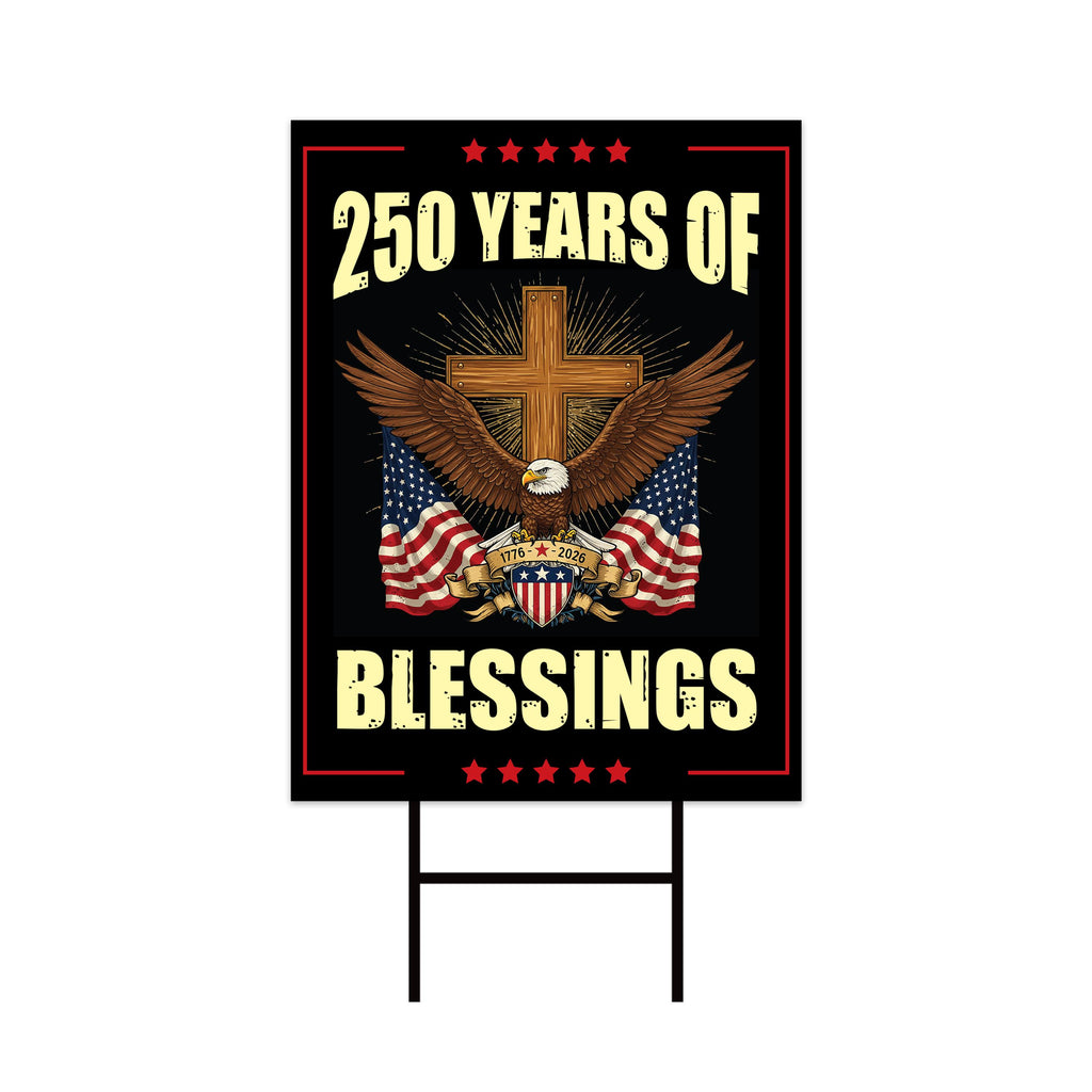 America 250 Anniversary 250 YEARS Protest Yard Sign - Anti-Trump, No Kings In America, Pro Democracy, Resist Fascism Sign with Metal H-Stake
