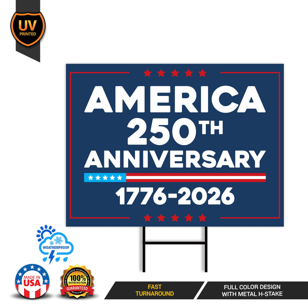 America 250 Anniversary 250 YEARS Protest Yard Sign - Anti-Trump, No Kings In America, Pro Democracy, Resist Fascism Sign with Metal H-Stake