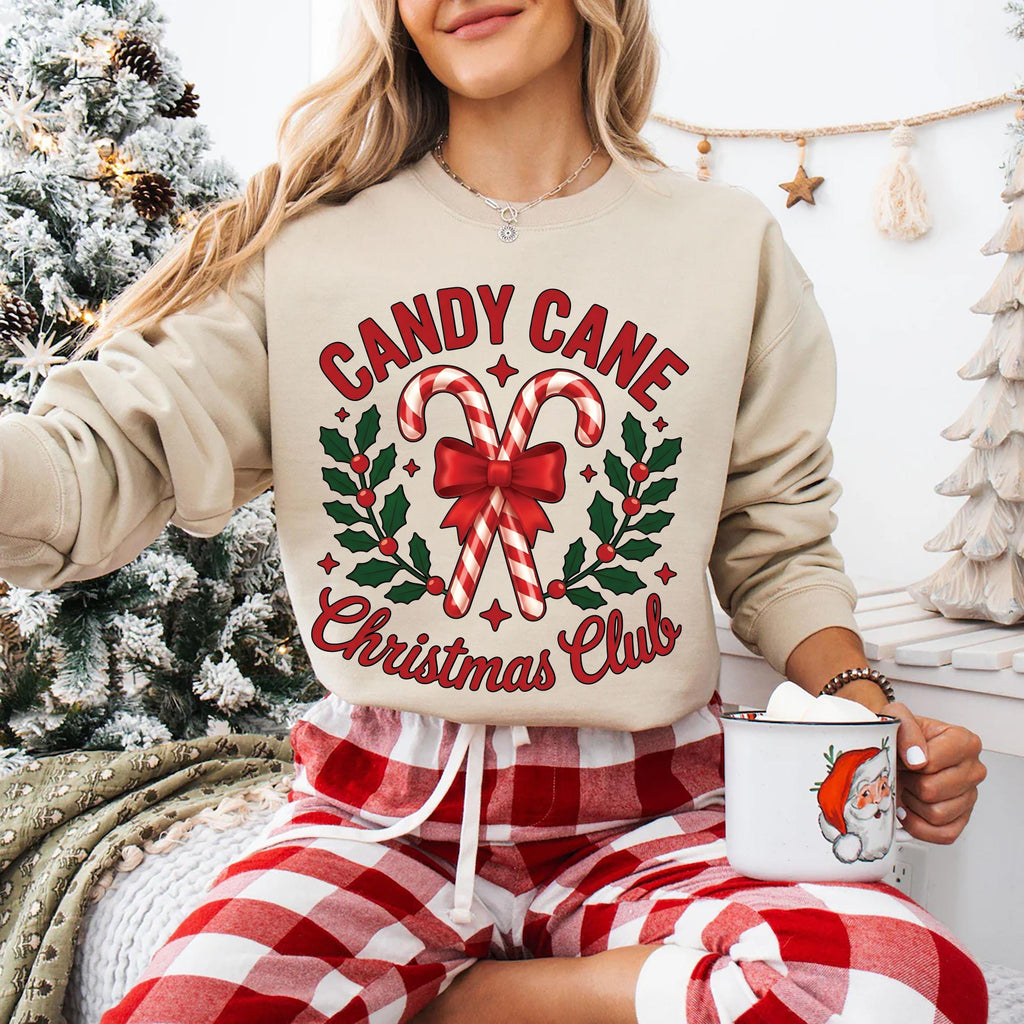 Candy Cane Christmas Club Shirt, Coquette Christmas Squad Shirt, Preppy Holiday Tee