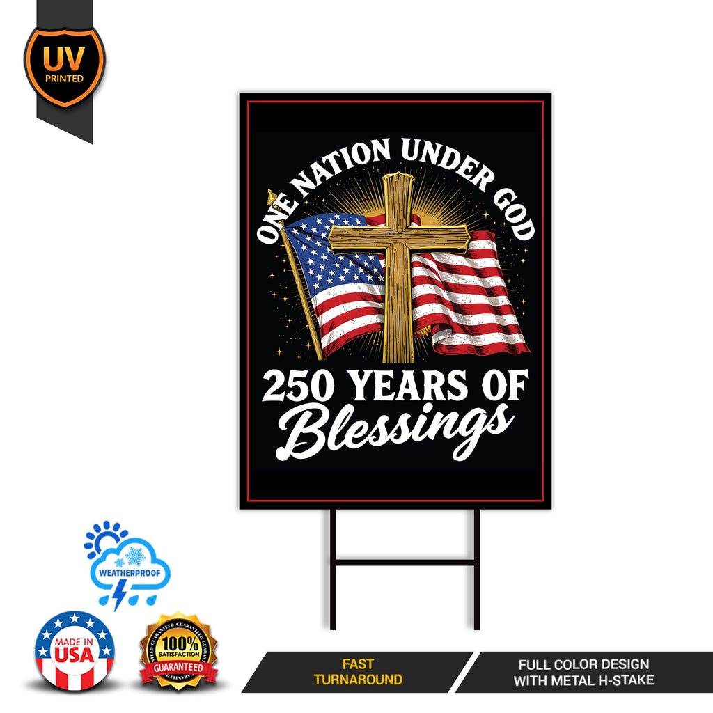 America 250 Anniversary 250 YEARS Protest Yard Sign - Anti-Trump, No Kings In America, Pro Democracy, Resist Fascism Sign with Metal H-Stake
