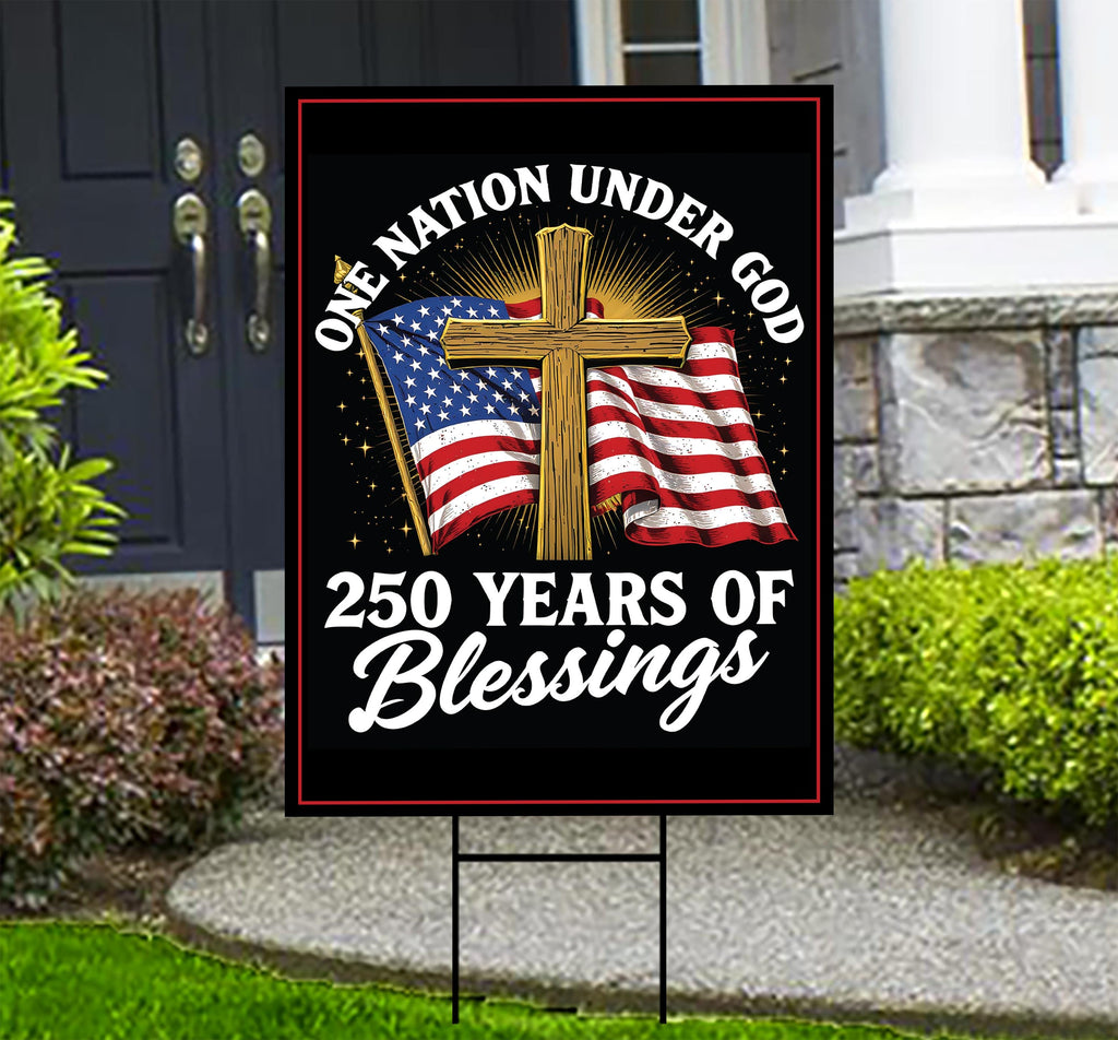 America 250 Anniversary 250 YEARS Protest Yard Sign - Anti-Trump, No Kings In America, Pro Democracy, Resist Fascism Sign with Metal H-Stake