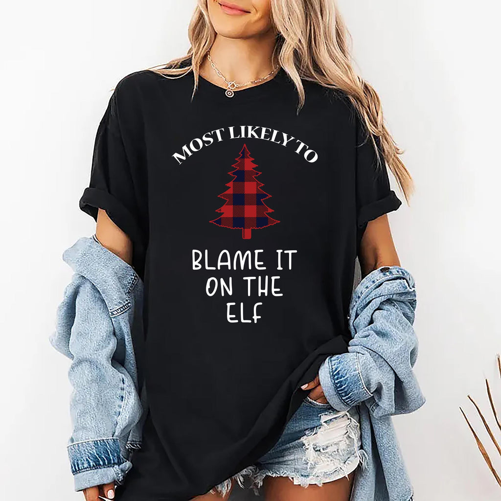 Family Christmas Shirt, Buffalo Plaid Most Likely To Shirt, Funny Christmas Party Tee