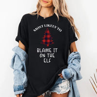 Family Christmas Shirt, Buffalo Plaid Most Likely To Shirt, Funny Christmas Party Tee