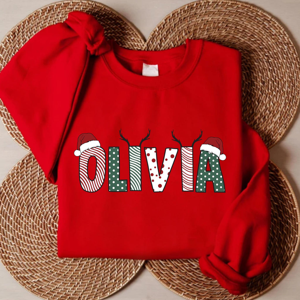 Custom Name Christmas Sweatshirt, Family Crew Matching Shirt, Personalized Christmas Sweatshirt