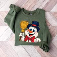 Snowman Sweatshirt, Trendy Christmas Design Shirt, Preppy Girly Holiday Sweatshirt