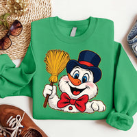 Snowman Sweatshirt, Trendy Christmas Design Shirt, Preppy Girly Holiday Sweatshirt