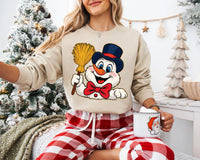 Snowman Sweatshirt, Trendy Christmas Design Shirt, Preppy Girly Holiday Sweatshirt