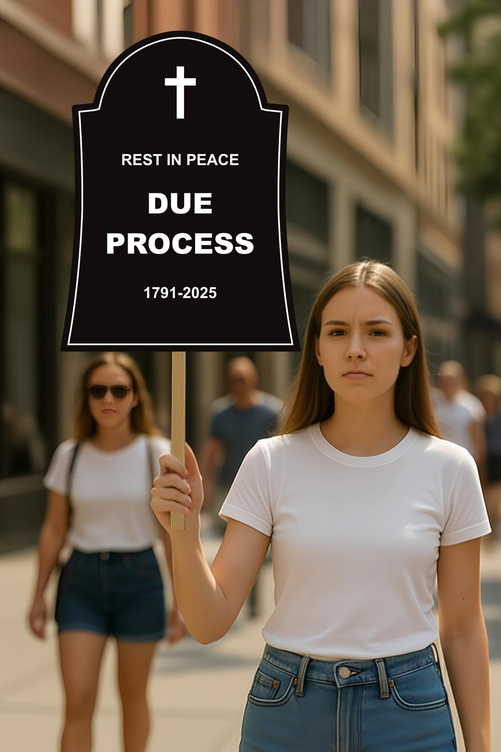 Rest in Peace Due Process Tombstone No Kings Protest Sign, Anti-Trump Resistance Political Activist Poster, Resist Fascism Rally Sign