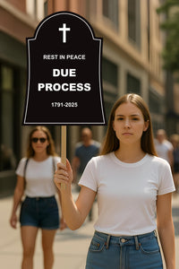 Rest in Peace Due Process Tombstone No Kings Protest Sign, Anti-Trump Resistance Political Activist Poster, Resist Fascism Rally Sign