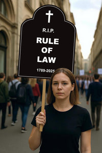 RIP Rule of Law Tombstone No Kings Protest Sign, Anti-Trump Resistance Political Activist Poster, Resist Fascism Rally Sign