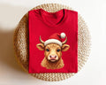 Christmas Highland Cow Shirt, Santa Cow Merry Christmas Shirt, Cozy Winter Animal Tee
