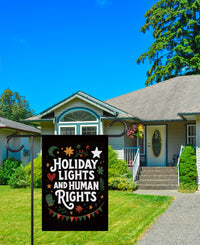 Holiday Lights and Human Rights Liberal Christmas Protest Garden Flag, No Kings, Protect Democracy, Anti-Trump Flag, Anti Fascist Flag