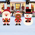 Christmas Yard Signs, Snowman Santa & Elf Metal Stakes, Outdoor Holiday Lawn Decorations for Garden, Pathway, Patio, New Year Home Décor