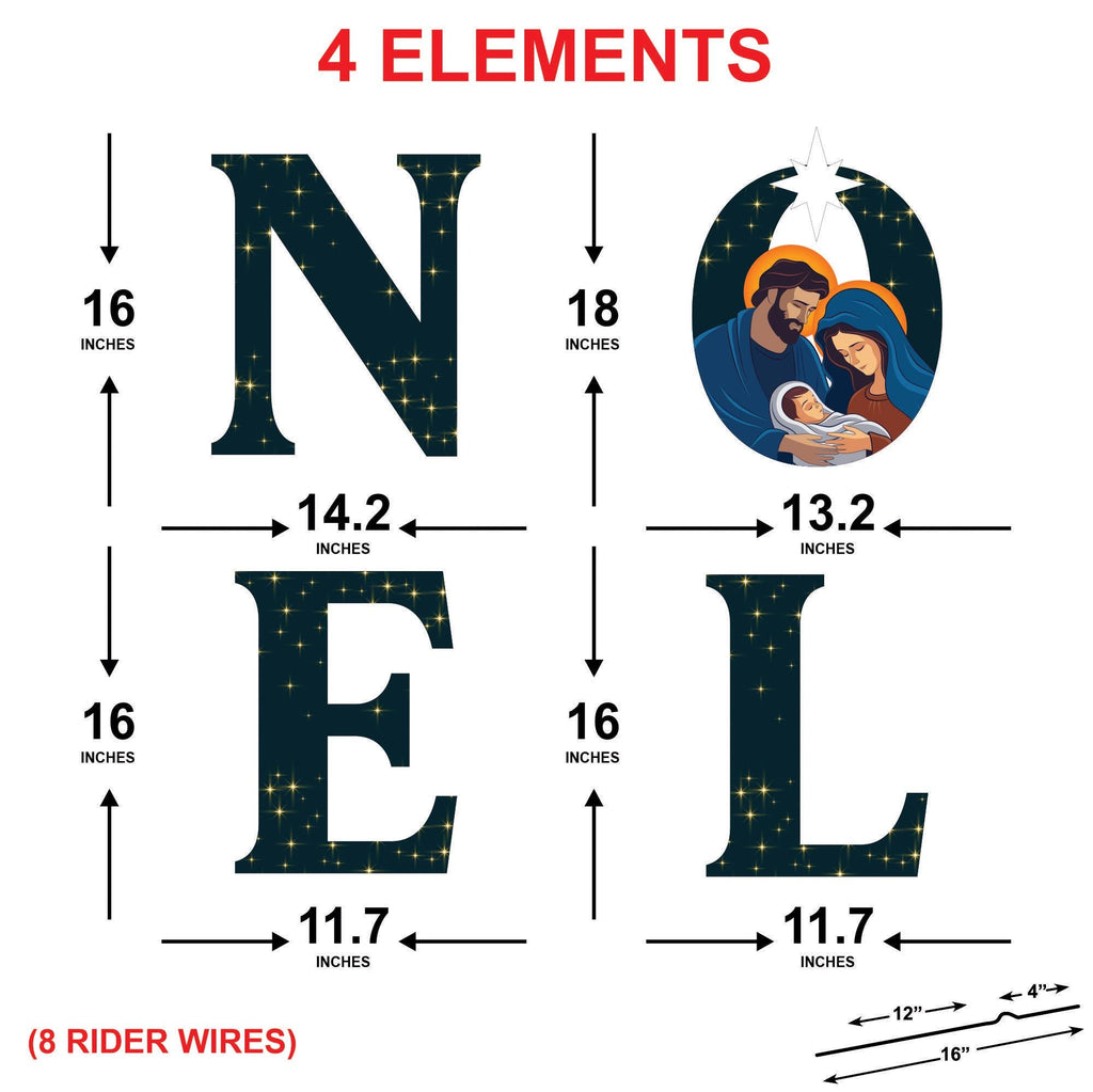 NOEL Nativity Christmas Yard Sign, Outdoor Religious Lawn Decorations with Stakes, Holy Family Nativity Scene for Garden, Pathway Home Décor