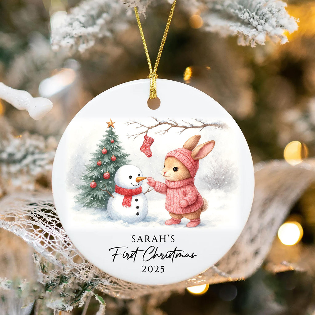 Personalized Baby’s First Christmas Ornament, Custom Newborn Keepsake, Baby Girl or Boy Ornament, First Christmas Ceramic Ornament Gift 2025