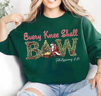 Nativity Scene Sweatshirt, Trendy Christmas Santa Shirt, Every Knee Shall Bow Christmas Sweatshirt
