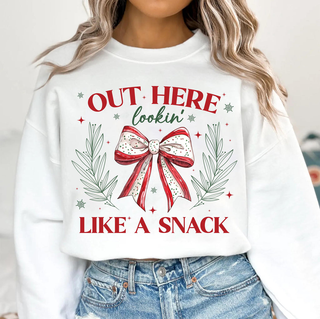 Christmas Coquette Bow Shirt, Out Here Lookin' Like a Snack Shirt, Christmas Cake Tee