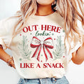 Christmas Coquette Bow Shirt, Out Here Lookin' Like a Snack Shirt, Christmas Cake Tee