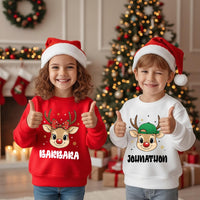 Christmas Kid Toddler Personalized Boy Girl Custom Name Reindeer Shirt, Kid Christmas Shirt, Christmas Shirt for Kids, Christmas Shirt