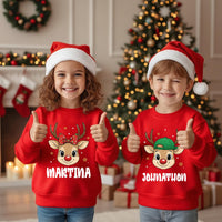 Christmas Kid Toddler Personalized Boy Girl Custom Name Reindeer Shirt, Kid Christmas Shirt, Christmas Shirt for Kids, Christmas Shirt