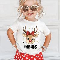 Christmas Kid Toddler Personalized Boy Girl Custom Name Reindeer Shirt, Kid Christmas Shirt, Christmas Shirt for Kids, Christmas Shirt