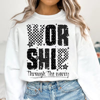 Worship Through The Worry Sweatshirt, Jesus Bible Verse Tee, Christian God Sweatshirt