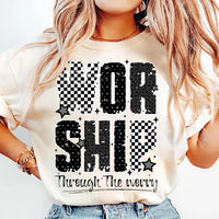 Worship Through The Worry Shirt, Jesus Bible Verse Tee, Christian God Shirt