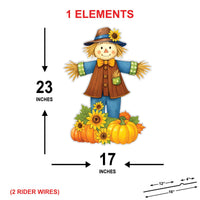 Fall Scarecrow Garden Stakes, Pumpkin Pile Lawn Sign, Autumn Thanksgiving Outdoor Decorations for Home Porch, Yard & Harvest Décor