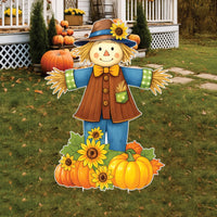 Fall Scarecrow Garden Stakes, Pumpkin Pile Lawn Sign, Autumn Thanksgiving Outdoor Decorations for Home Porch, Yard & Harvest Décor