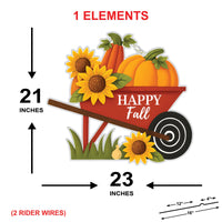 Fall Wheelbarrow Pumpkin Yard Sign, Harvest Wagon Cart with Happy Fall Stakes, Autumn Porch Decorations for Thanksgiving Lawn & Patio Décor