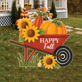 Fall Wheelbarrow Pumpkin Yard Sign, Harvest Wagon Cart with Happy Fall Stakes, Autumn Porch Decorations for Thanksgiving Lawn & Patio Décor
