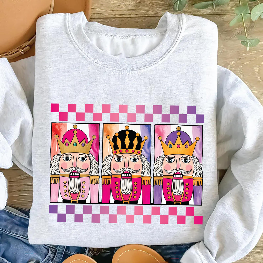 Christmas Nutcracker Sweatshirt, Preppy Coquette Christmas Shirt, Santa Claus Sweatshirt