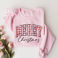 Merry Christmas Sweatshirt, Buffalo Plaid Shirt, Christmas Family Sweatshirt