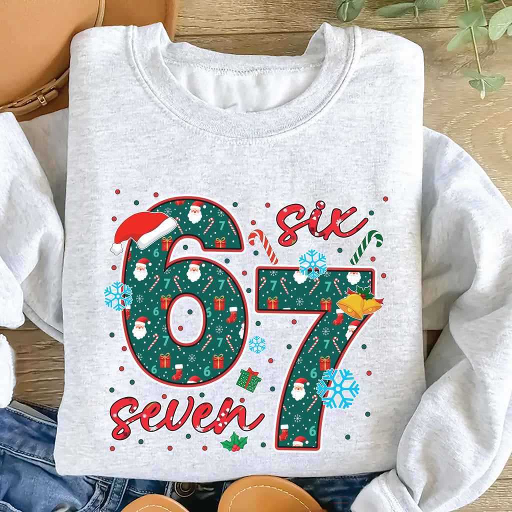 Funny Six Seven Meme Christmas Sweatshirt, Viral Funny Saying 6 7 Shirt, Internet Joke Sweatshirt