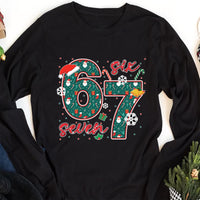 Funny Six Seven Meme Christmas Long Sleeve Shirt, Viral Funny Saying 6 7 Shirt, Internet Joke Tee