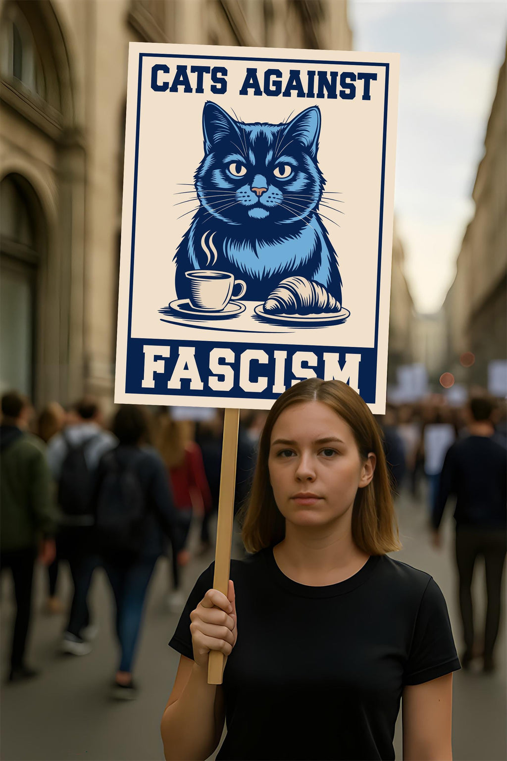 Cats Against Fascism No Kings Protest Sign, Anti-Trump, Political Activist Rally Sign, Resist Fascism Protest Poster