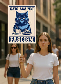 Cats Against Fascism No Kings Protest Sign, Anti-Trump, Political Activist Rally Sign, Resist Fascism Protest Poster