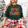 Colorful Brushstroke Give Thanks Sweatshirt, Thankful Grateful Blessed Shirt, Coquette Pumpkin Sweatshirt
