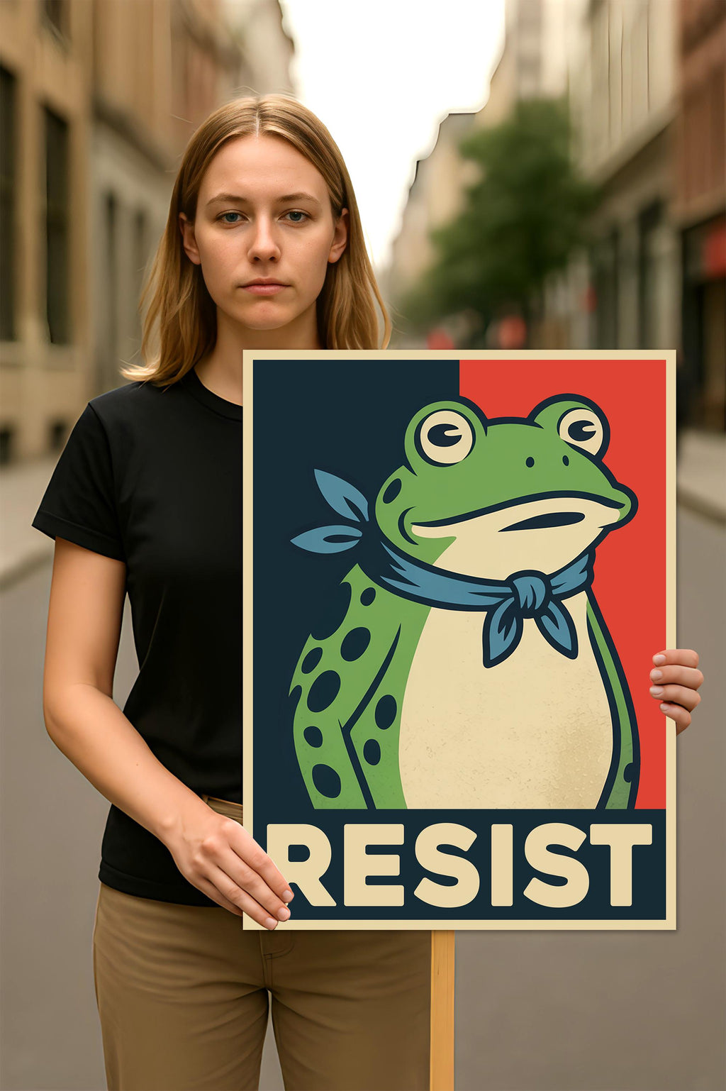 Portland Frog Anti-ICE Protest Sign, Anti-Trump, No Kings In America, Protect Democracy Political Activist Poster, Resist Fascism Rally Sign