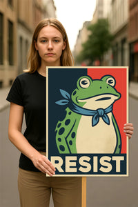 Portland Frog Anti-ICE Protest Sign, Anti-Trump, No Kings In America, Protect Democracy Political Activist Poster, Resist Fascism Rally Sign