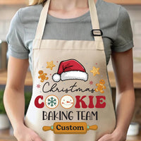 Personalized Cookie Baking Crew Apron, Adjustable Neck, Full-Length Personalized Christmas Kitchen Apron with Pockets, Christmas Mom Gift