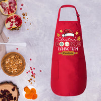 Personalized Cookie Baking Crew Apron, Adjustable Neck, Full-Length Personalized Christmas Kitchen Apron with Pockets, Christmas Mom Gift