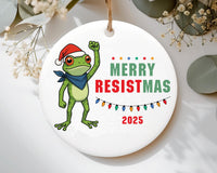 Merry Resistmas Ceramic Ornament, Portland Frog Christmas Ornament, Anti-Fascism Holiday Keepsake, Political Protest Gift, Abolish ICE Decor