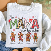 Personalized Christmas Mama Sweatshirt, This Mama Loves Her Cookies Shirt, Custom Gingerbread Sweatshirt