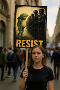 Portland Frog Anti-ICE Protest Sign, Anti-Trump, No Kings In America, Protect Democracy Political Activist Poster, Resist Fascism Rally Sign