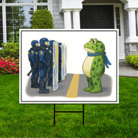 Portland Frog Anti-ICE Protest Yard Sign - Anti-Trump, No Kings In America, Protect Democracy, Resist Fascism Yard Sign with Metal H-Stake