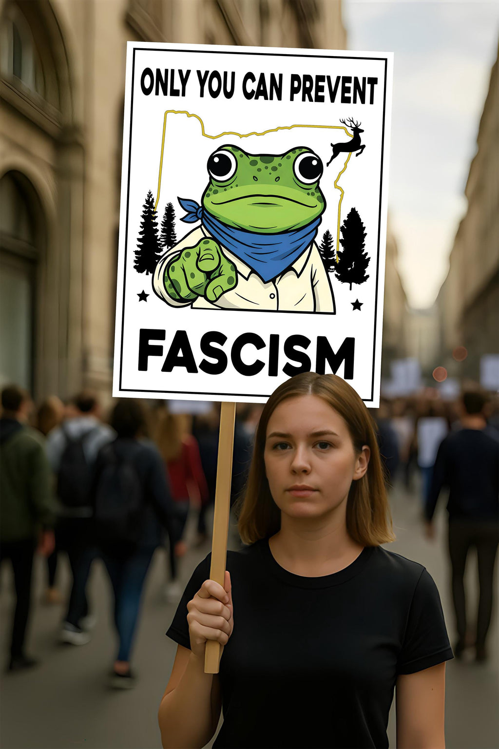 Portland Frog Anti-ICE Protest Sign, Anti-Trump, No Kings In America, Protect Democracy Political Activist Poster, Resist Fascism Rally Sign