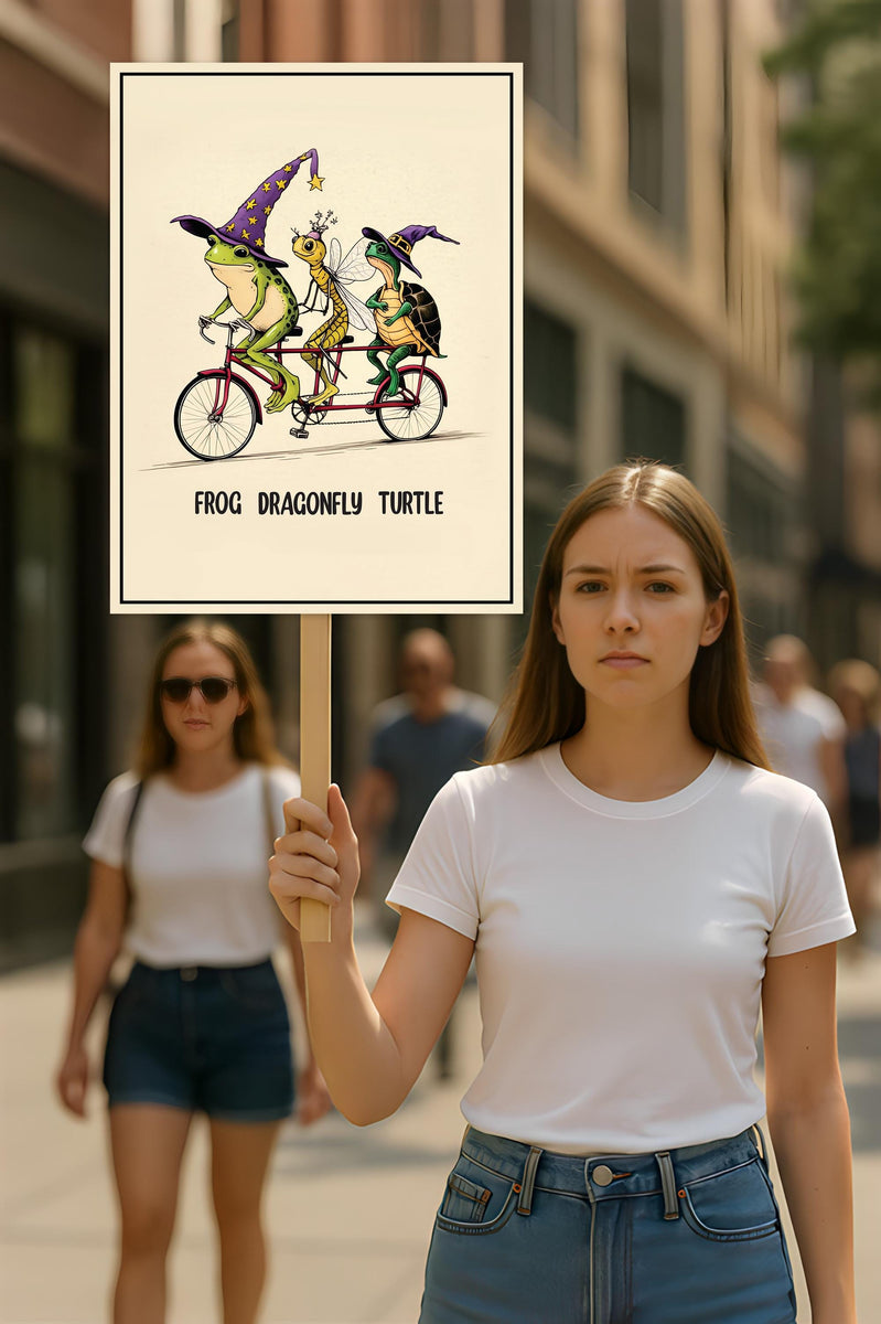 Frog Dragonfly Turtle Halloween Protest Sign, Anti-Trump, No Kings In ...