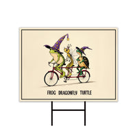 Frog Dragonfly Turtle Halloween Protest Yard Sign, Anti-Trump, No Kings Sign, Protect Democracy, Resist Fascism Yard Sign with Metal H-Stake